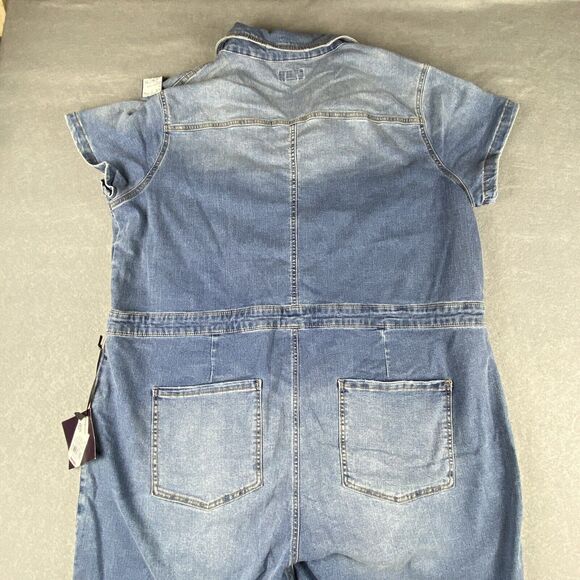 Ava & Viv Overalls Women 24W Denim Jeans Wide Leg Zip Boho Retro Grunge Chic - Picture 4 of 4